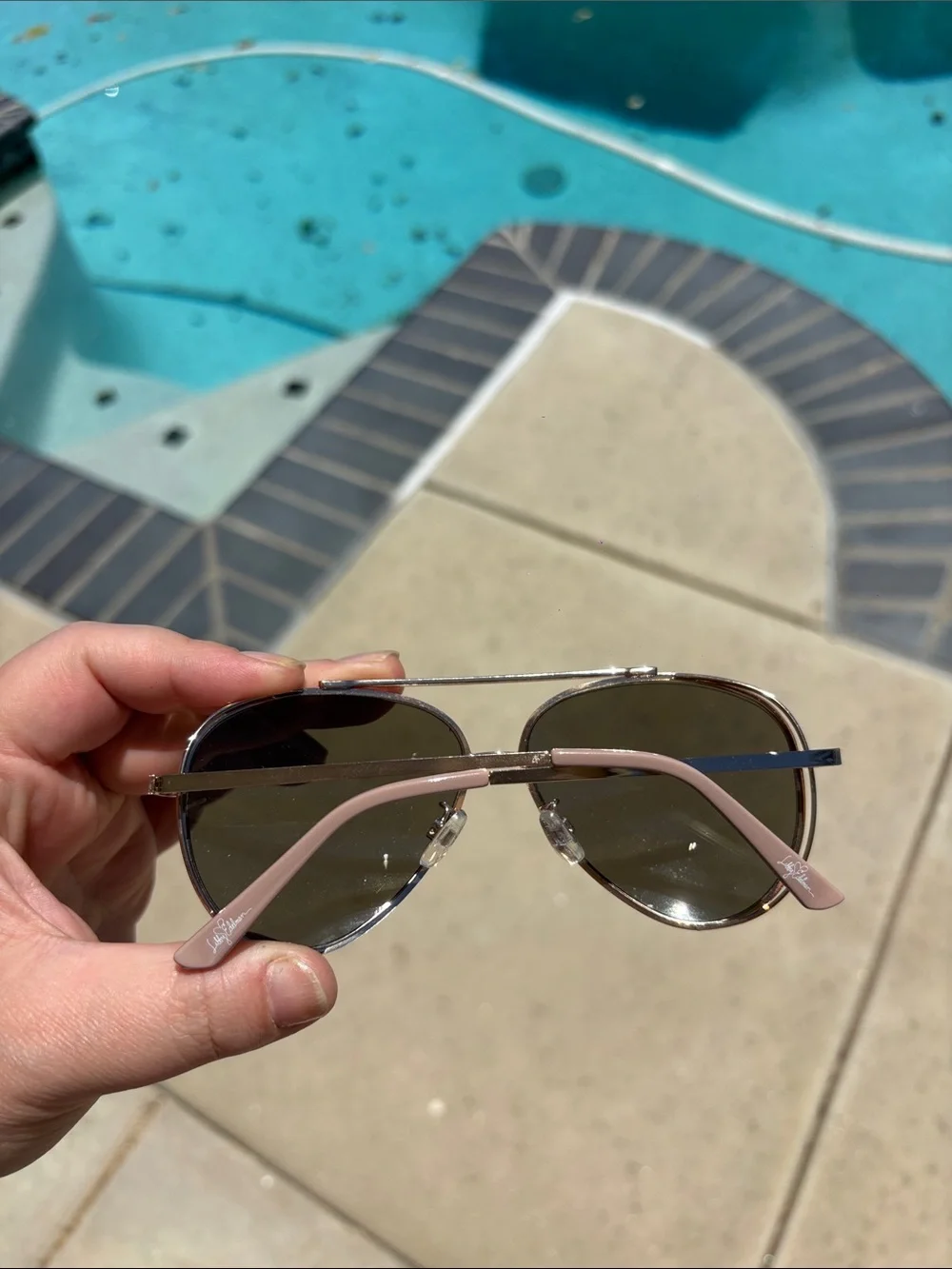 libby. edelman Gold Aviator Sunglasses with Brown Lenses